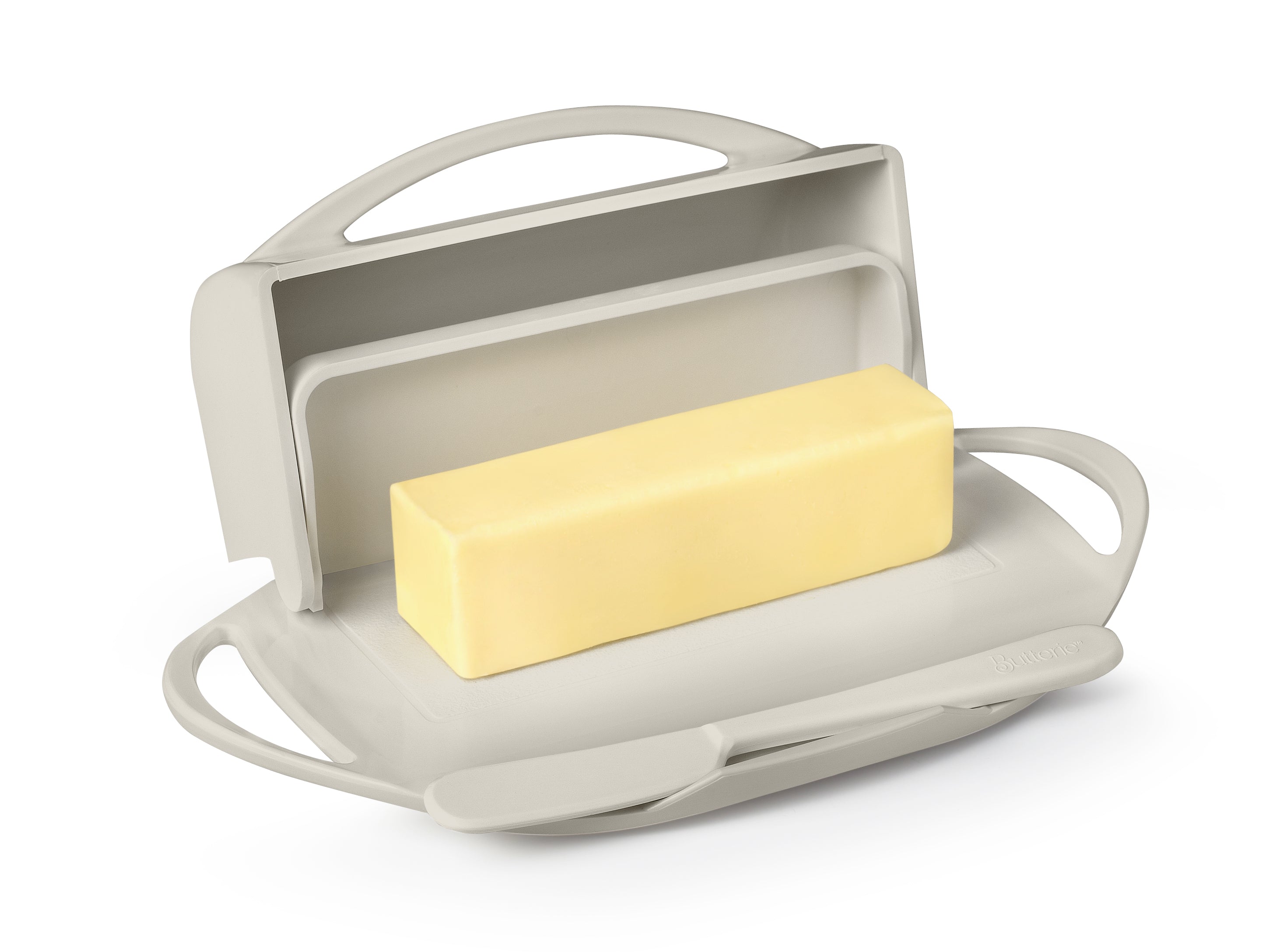 Butter Dish with Attached Flip-Top Lid