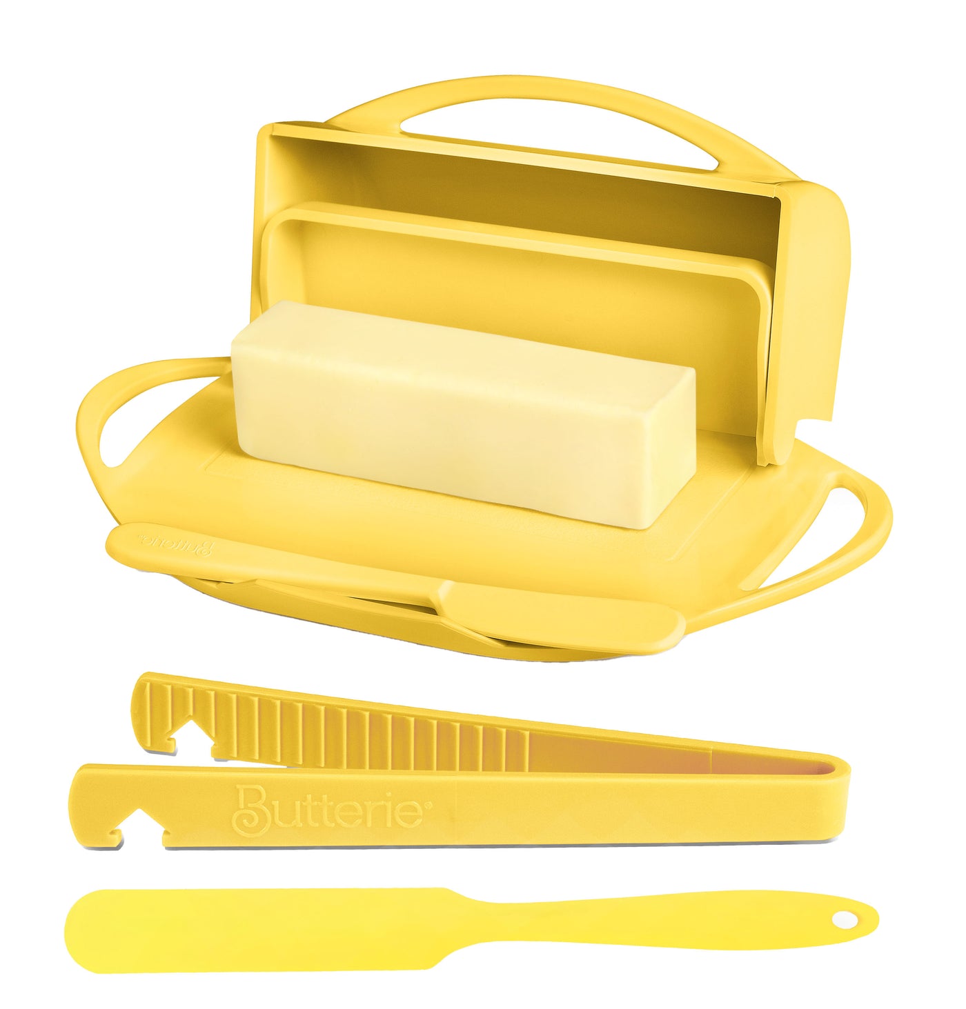 4-piece Breakfast Set: Butter Dish, Spreader, Tongs & Spatula