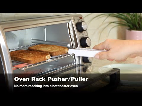 Toaster Tongs with Integrated Oven Rack Pusher/Puller