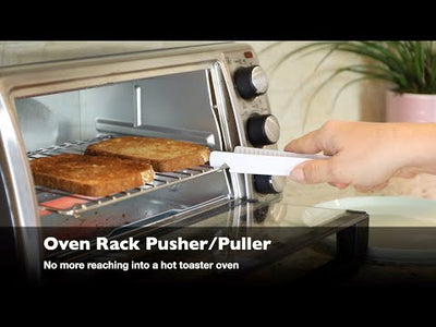Toaster Tongs with Integrated Oven Rack Pusher/Puller